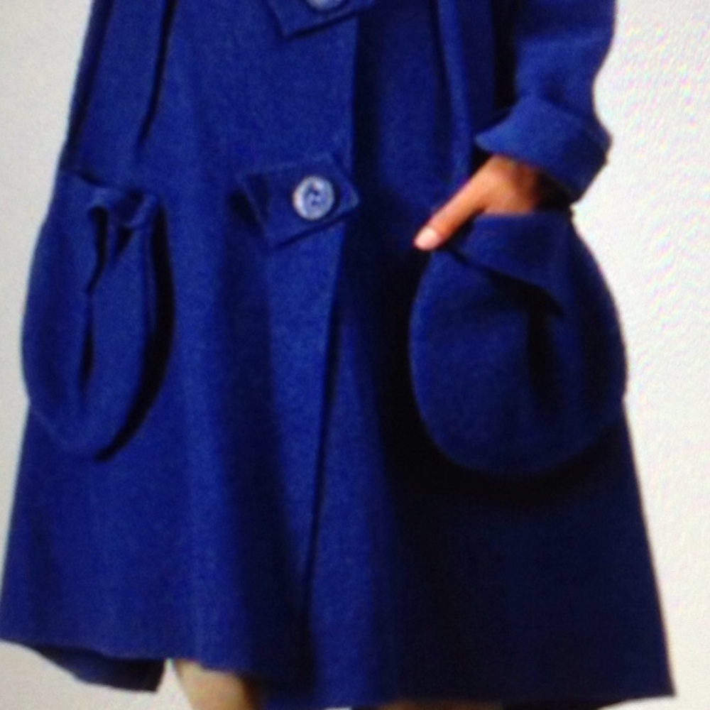 EVA TRALALA ELECTRIC BLUE WOOL COAT - Picture 2 of 8